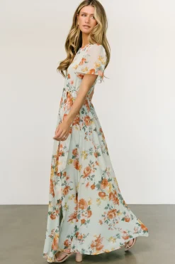 Hot Baltic Born Naomi Short Sleeve Maxi Dress | Sage Floral SageFloral