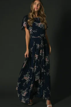 Fashion Baltic Born Naomi Short Sleeve Maxi Dress | Navy Floral NavyFloral