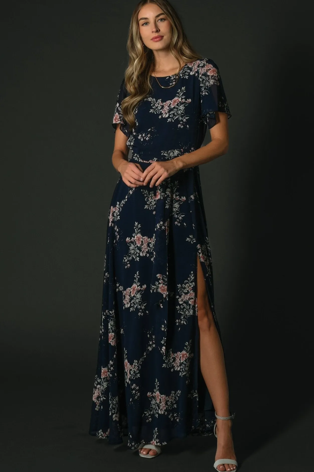 Fashion Baltic Born Naomi Short Sleeve Maxi Dress | Navy Floral NavyFloral