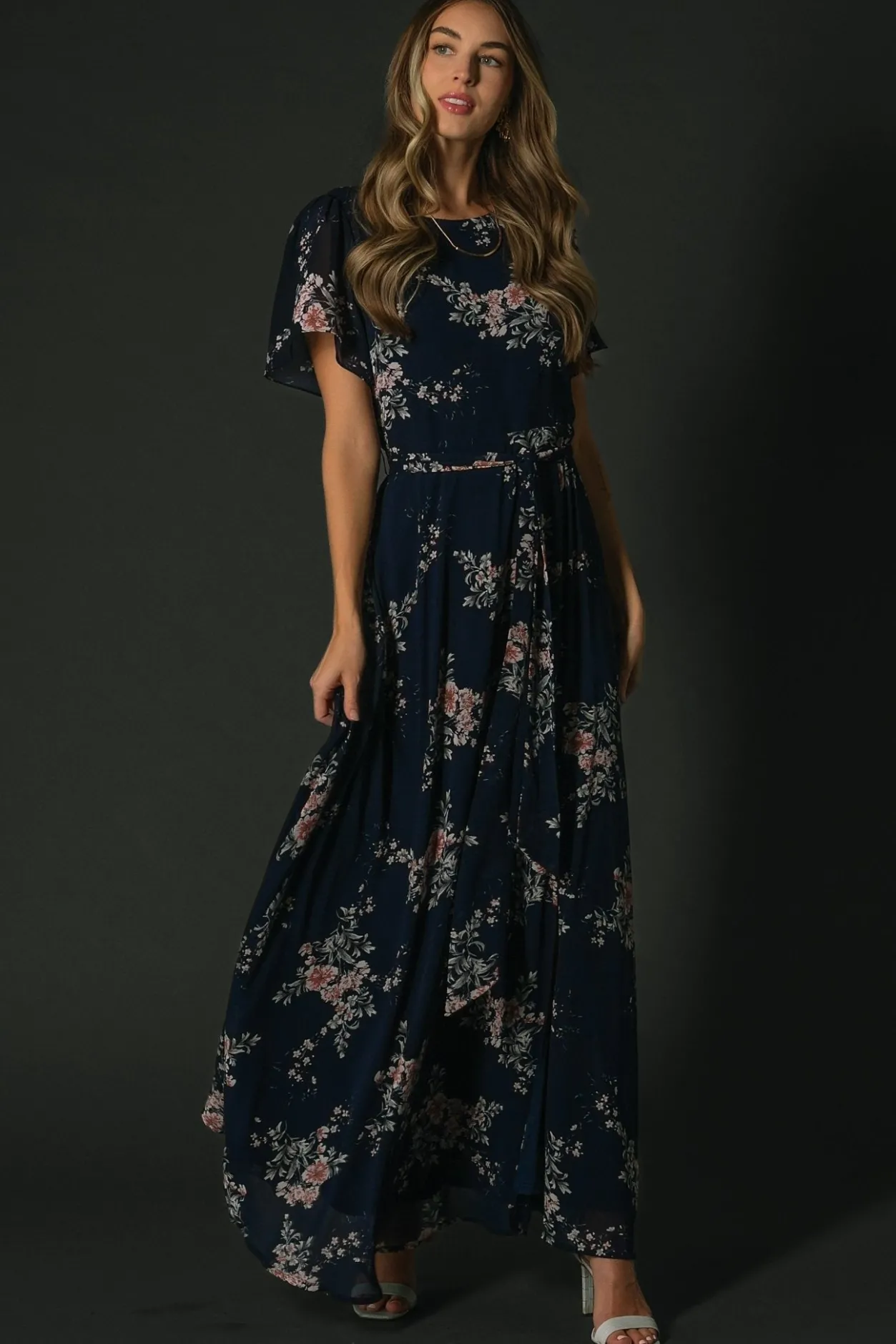 Fashion Baltic Born Naomi Short Sleeve Maxi Dress | Navy Floral NavyFloral