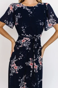 Fashion Baltic Born Naomi Short Sleeve Maxi Dress | Navy Floral NavyFloral