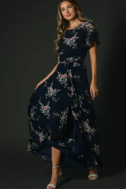 Fashion Baltic Born Naomi Short Sleeve Maxi Dress | Navy Floral NavyFloral