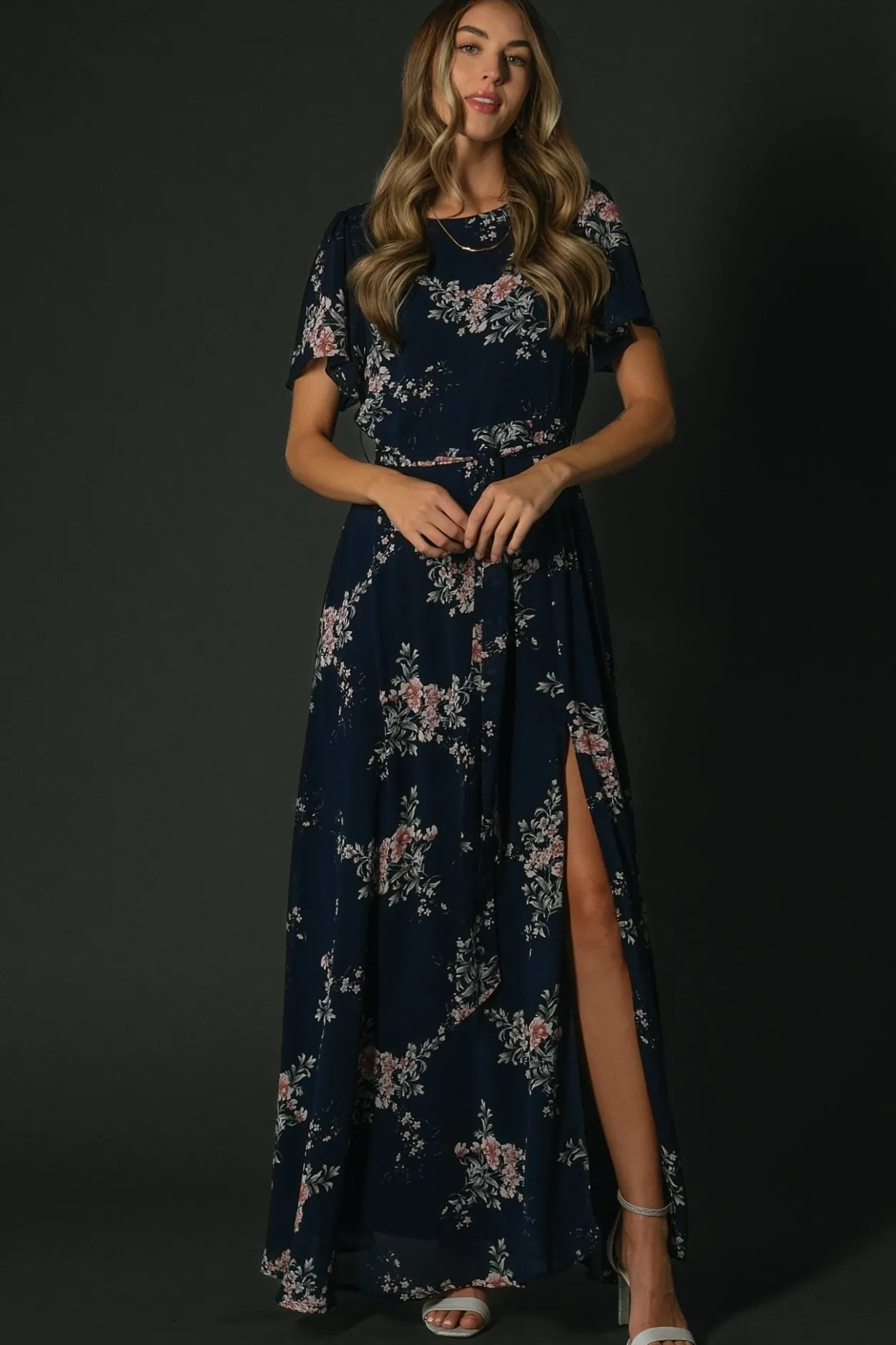 Fashion Baltic Born Naomi Short Sleeve Maxi Dress | Navy Floral NavyFloral