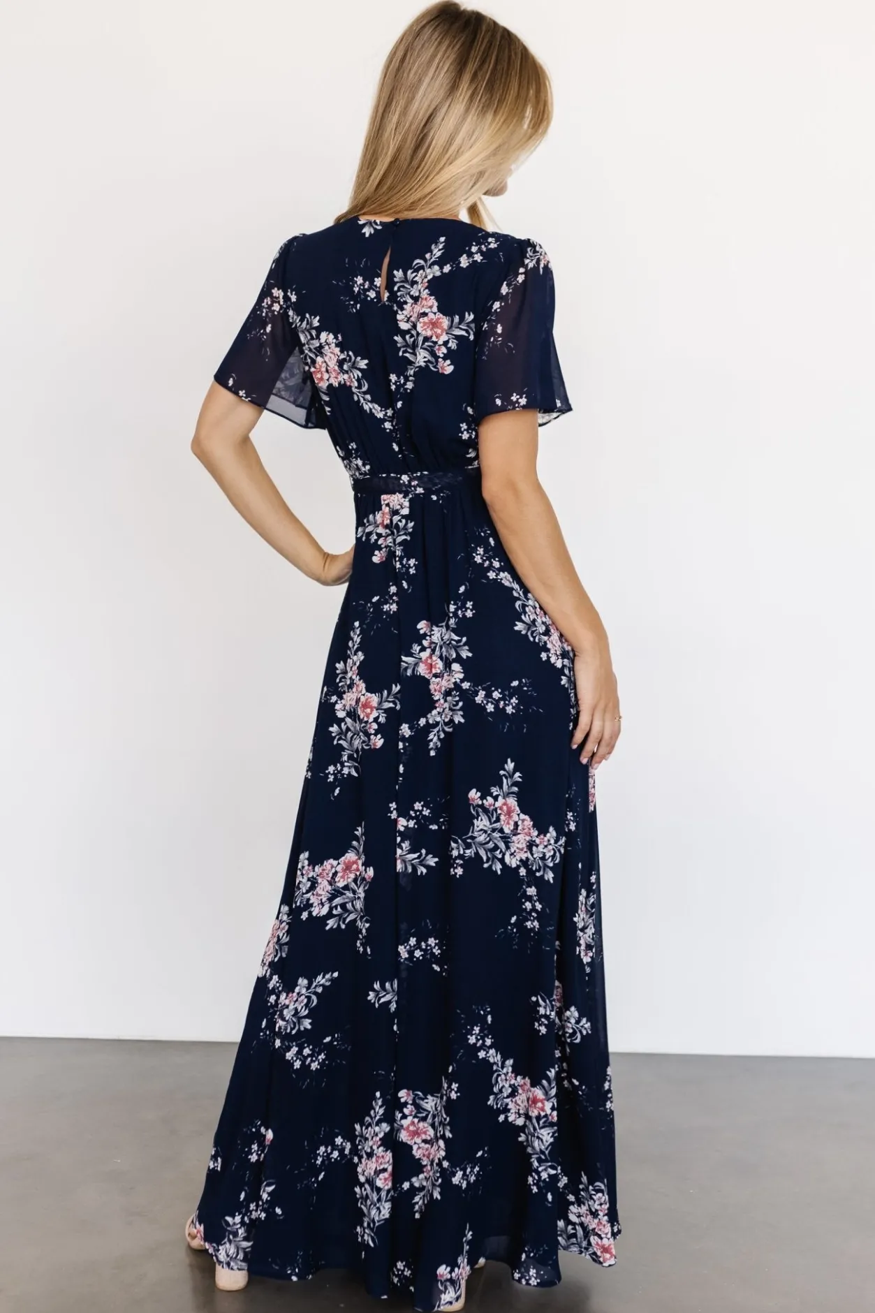 Fashion Baltic Born Naomi Short Sleeve Maxi Dress | Navy Floral NavyFloral