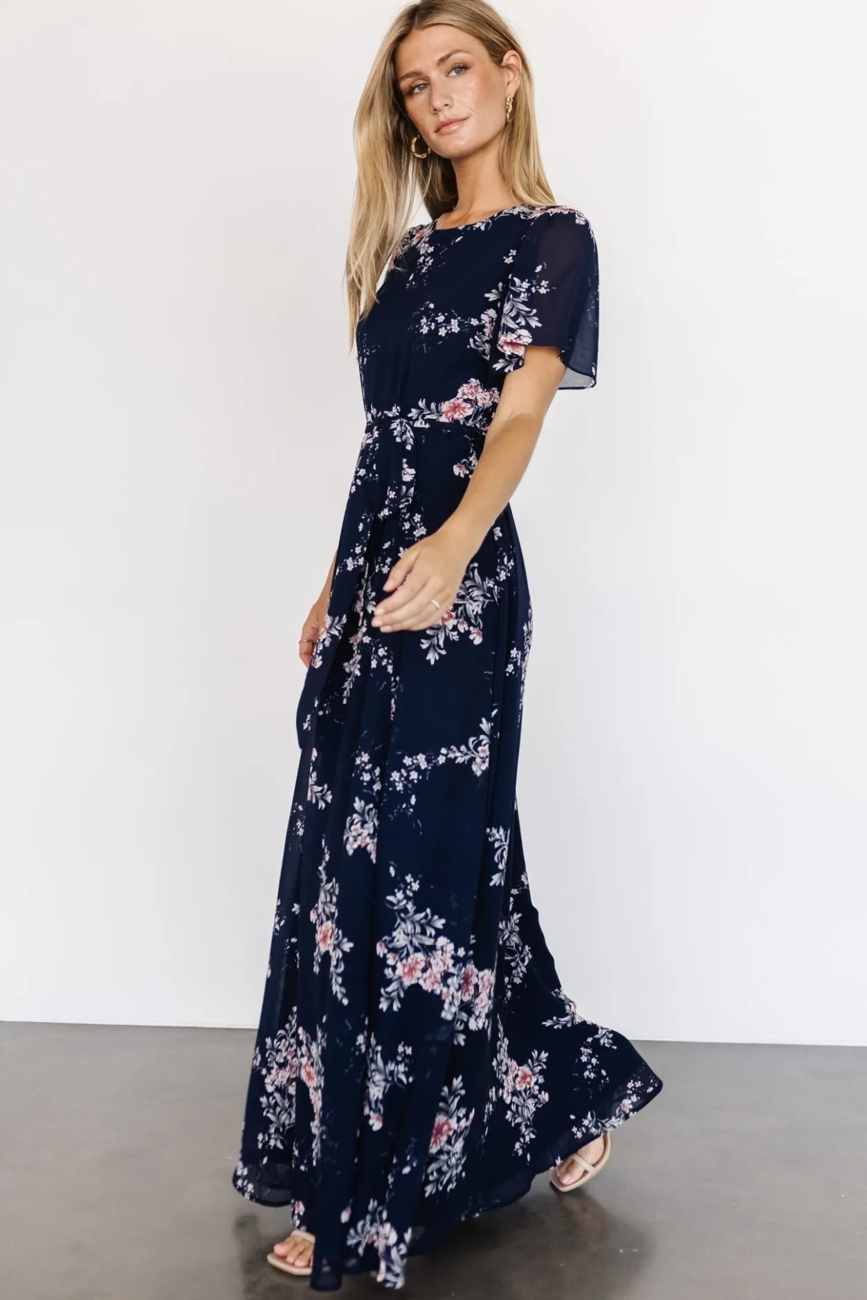 Fashion Baltic Born Naomi Short Sleeve Maxi Dress | Navy Floral NavyFloral