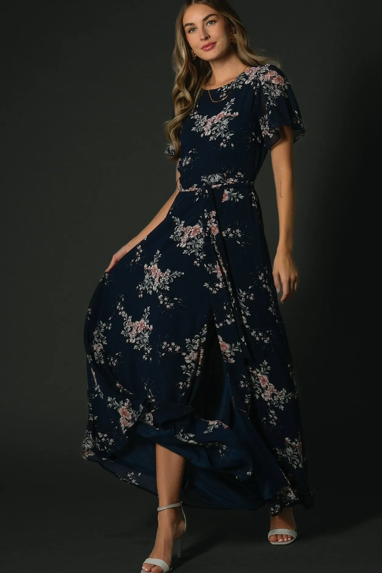 Fashion Baltic Born Naomi Short Sleeve Maxi Dress | Navy Floral NavyFloral