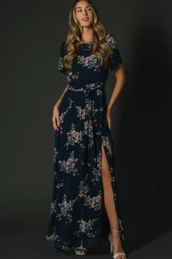 Fashion Baltic Born Naomi Short Sleeve Maxi Dress | Navy Floral NavyFloral