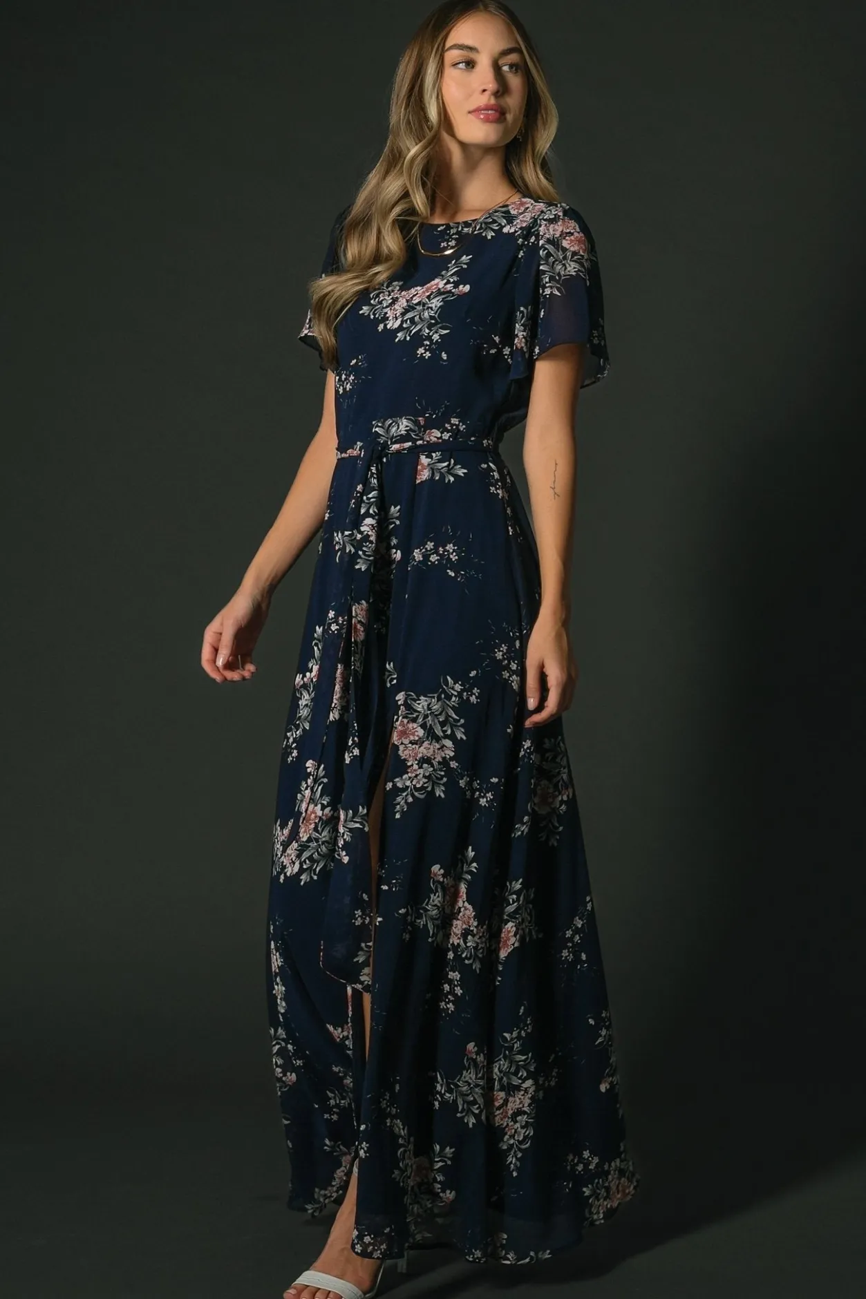 Fashion Baltic Born Naomi Short Sleeve Maxi Dress | Navy Floral NavyFloral