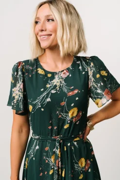 Fashion Baltic Born Naomi Short Sleeve Maxi Dress | Dark Green Floral DarkGreenFloral