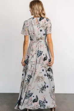 Sale Baltic Born Naomi Short Sleeve Maxi Dress | Pale Blue Floral PaleBlueFloral