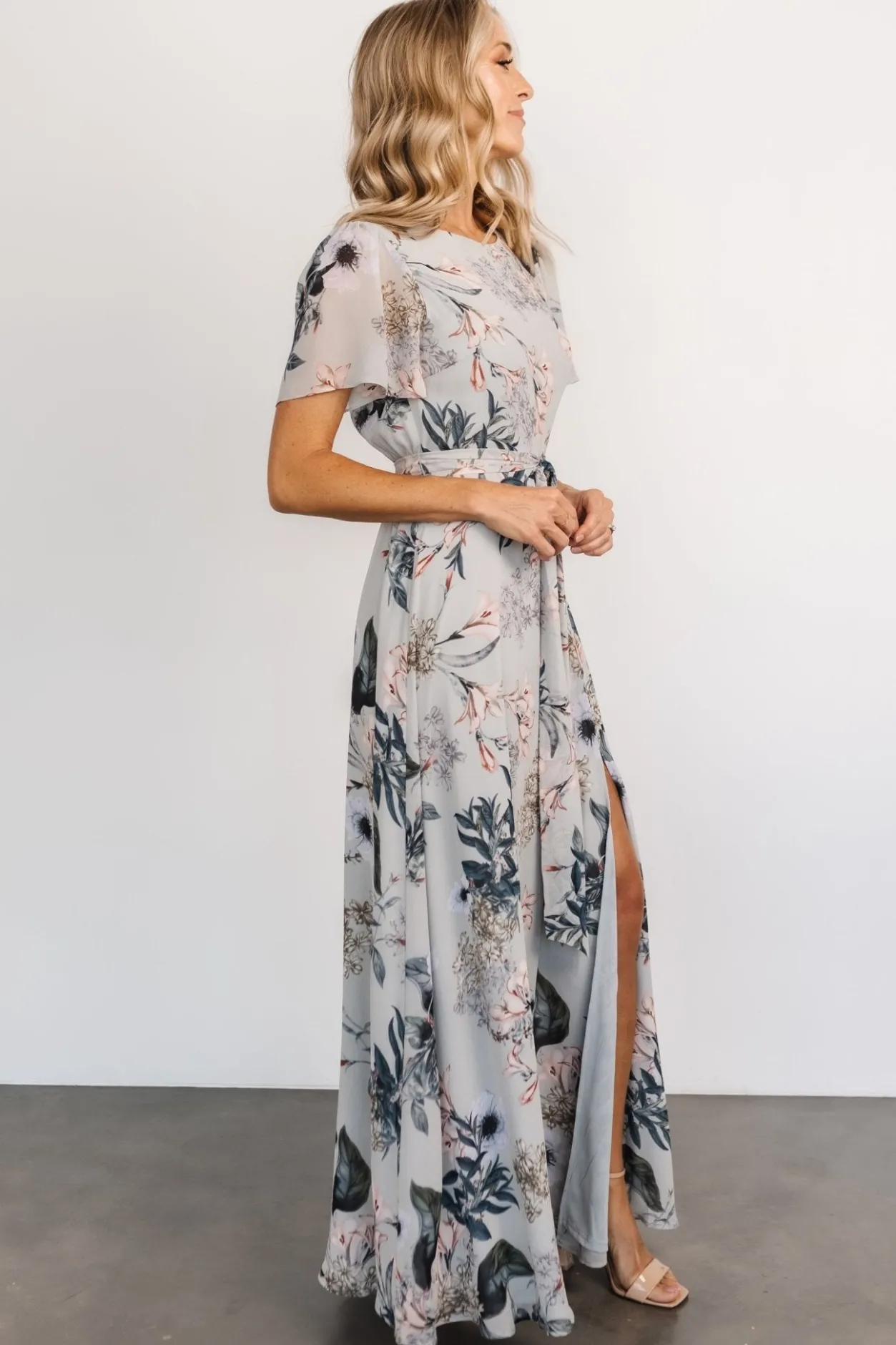 Sale Baltic Born Naomi Short Sleeve Maxi Dress | Pale Blue Floral PaleBlueFloral