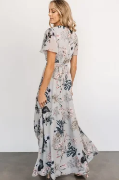 Sale Baltic Born Naomi Short Sleeve Maxi Dress | Pale Blue Floral PaleBlueFloral