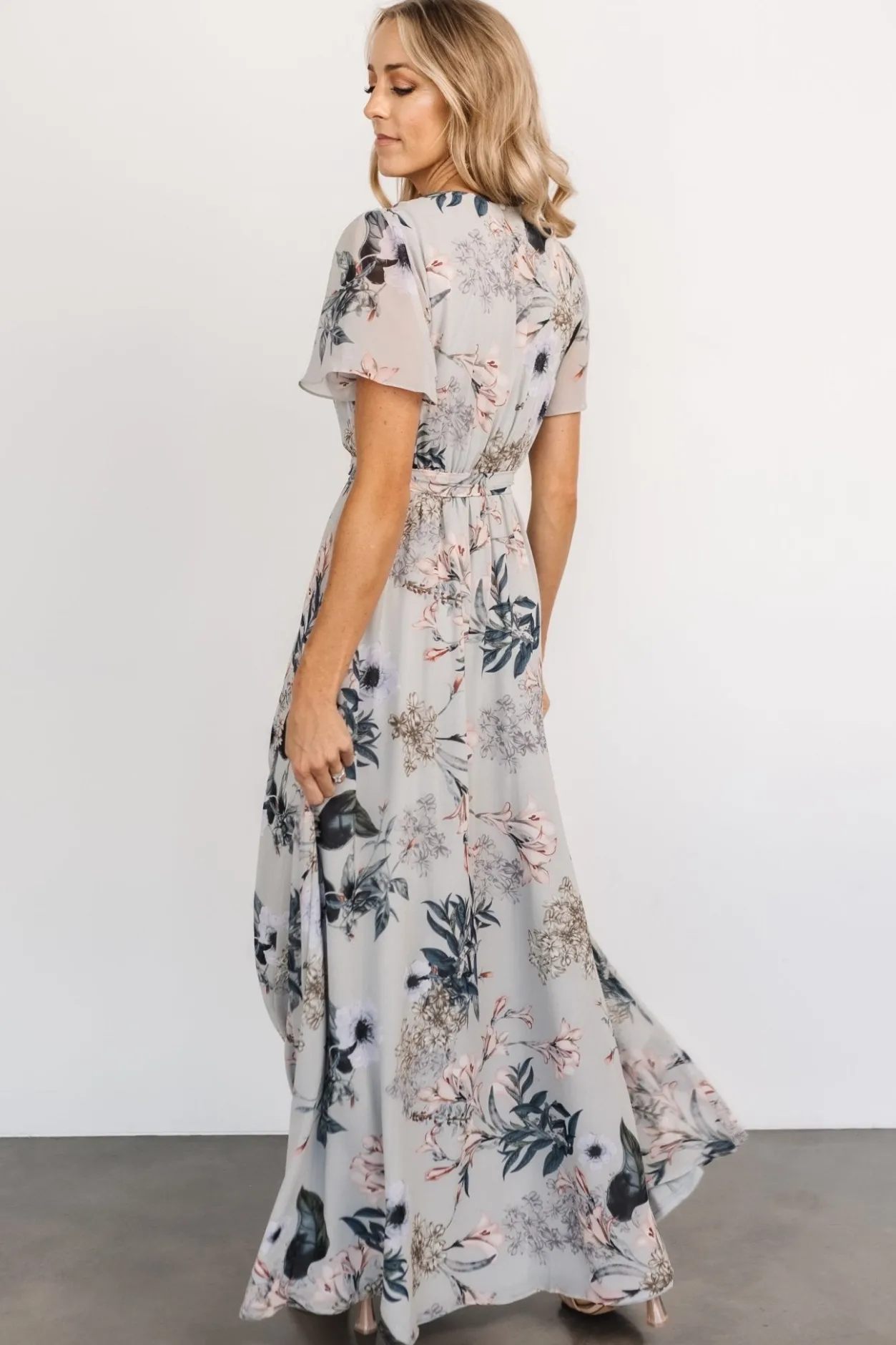 Sale Baltic Born Naomi Short Sleeve Maxi Dress | Pale Blue Floral PaleBlueFloral