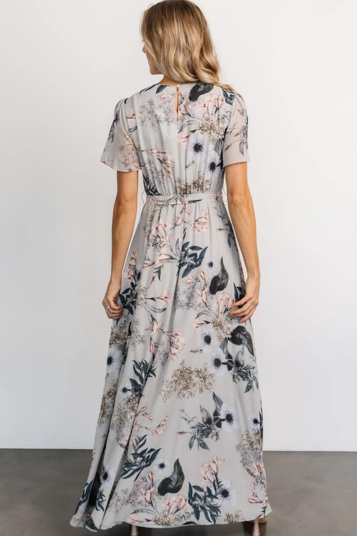 Sale Baltic Born Naomi Short Sleeve Maxi Dress | Pale Blue Floral PaleBlueFloral