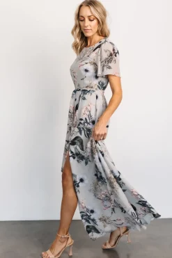Sale Baltic Born Naomi Short Sleeve Maxi Dress | Pale Blue Floral PaleBlueFloral