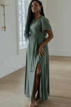 Sale Baltic Born Naomi Short Sleeve Maxi Dress | Dark Sage DarkSage