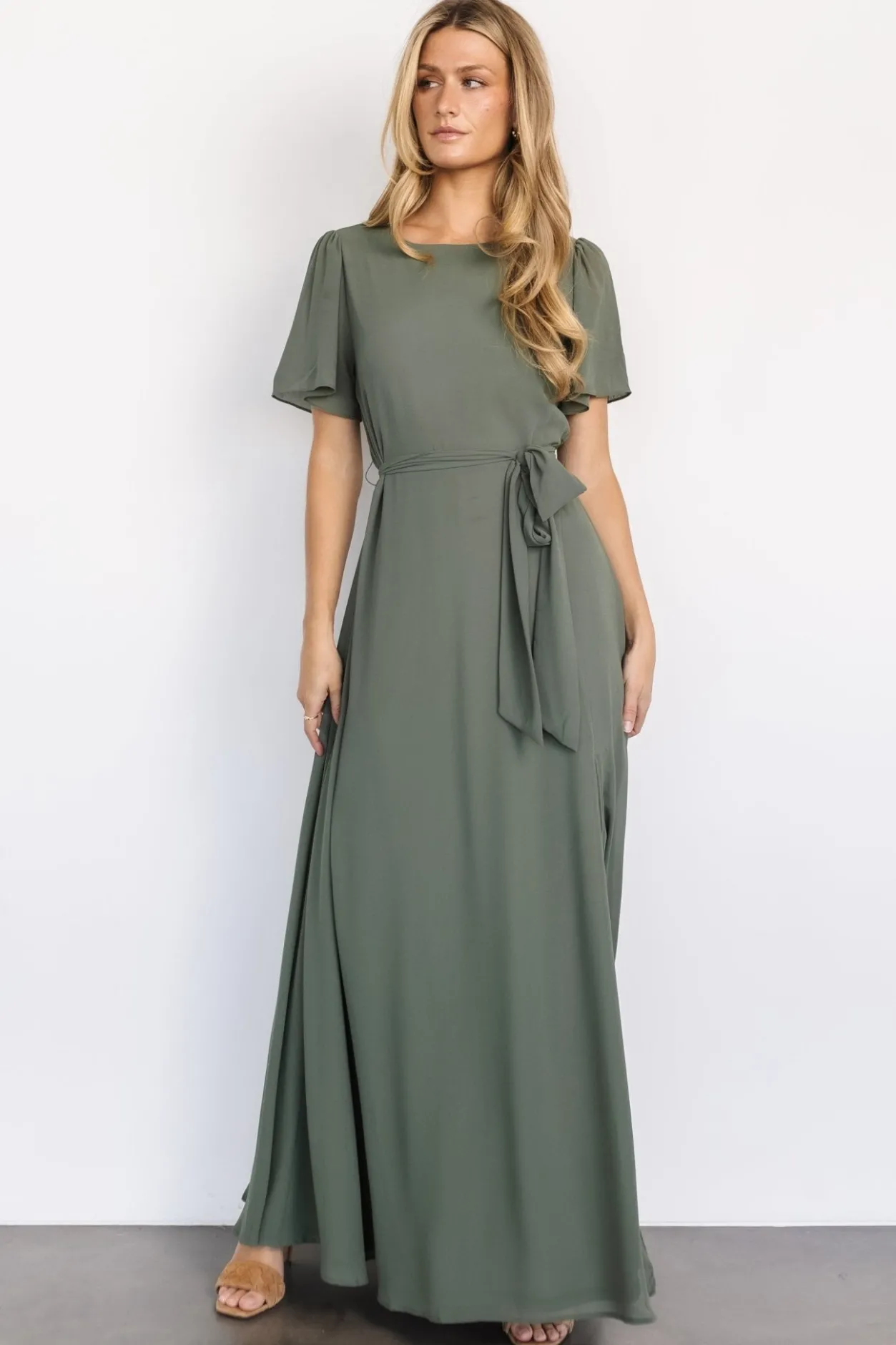 Sale Baltic Born Naomi Short Sleeve Maxi Dress | Dark Sage DarkSage