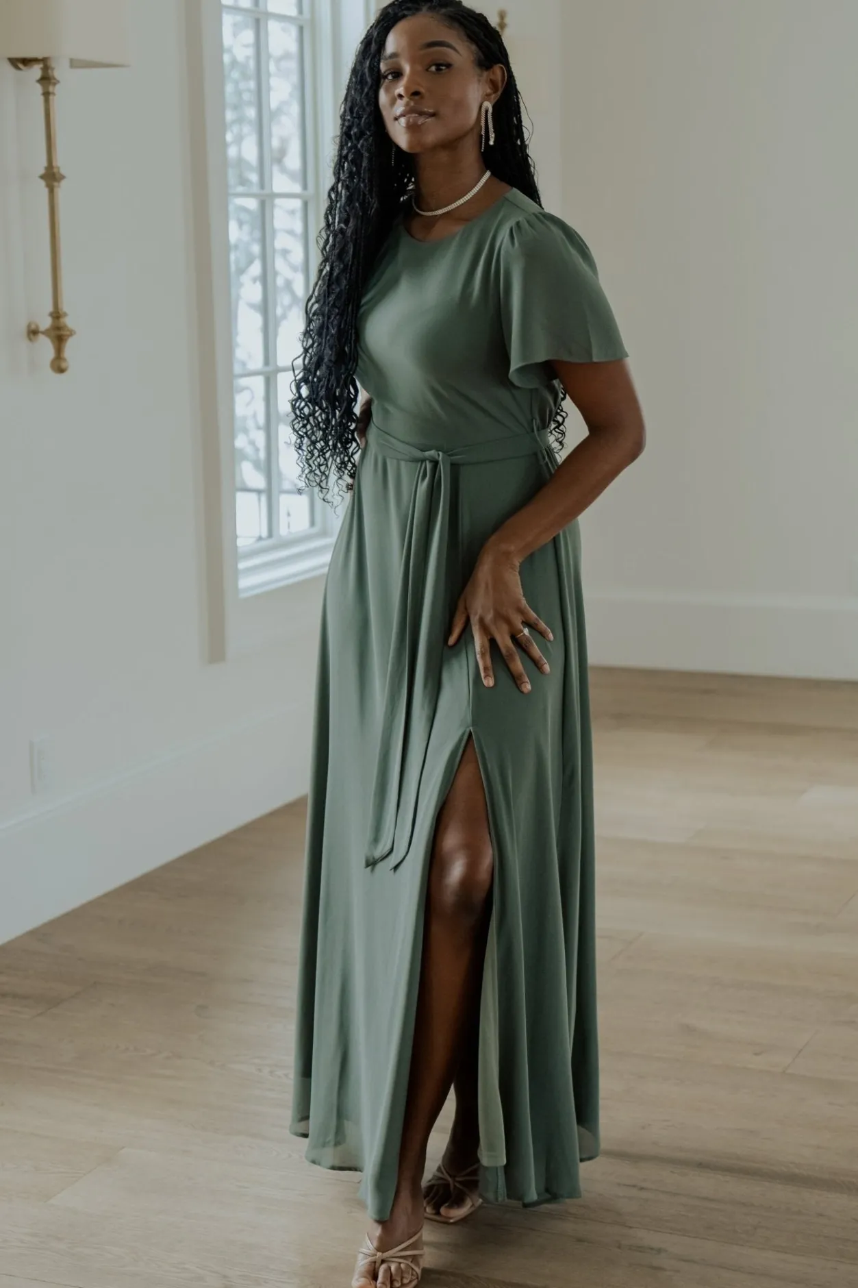 Sale Baltic Born Naomi Short Sleeve Maxi Dress | Dark Sage DarkSage