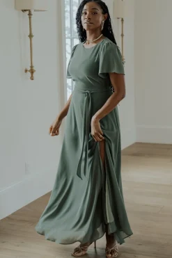 Sale Baltic Born Naomi Short Sleeve Maxi Dress | Dark Sage DarkSage