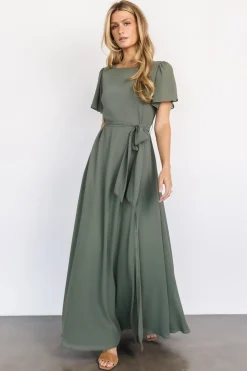 Sale Baltic Born Naomi Short Sleeve Maxi Dress | Dark Sage DarkSage
