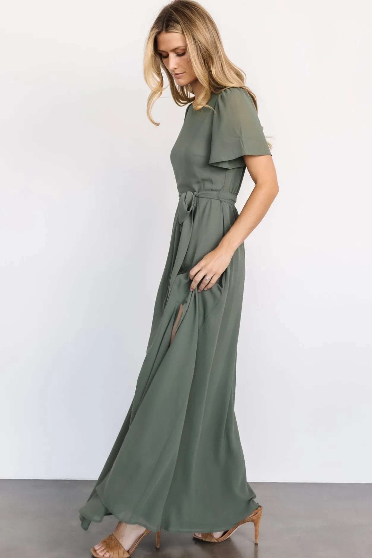 Sale Baltic Born Naomi Short Sleeve Maxi Dress | Dark Sage DarkSage