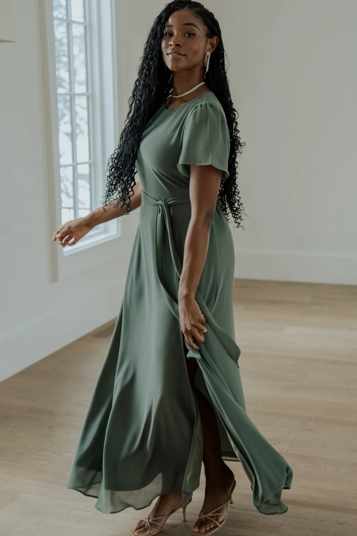 Sale Baltic Born Naomi Short Sleeve Maxi Dress | Dark Sage DarkSage