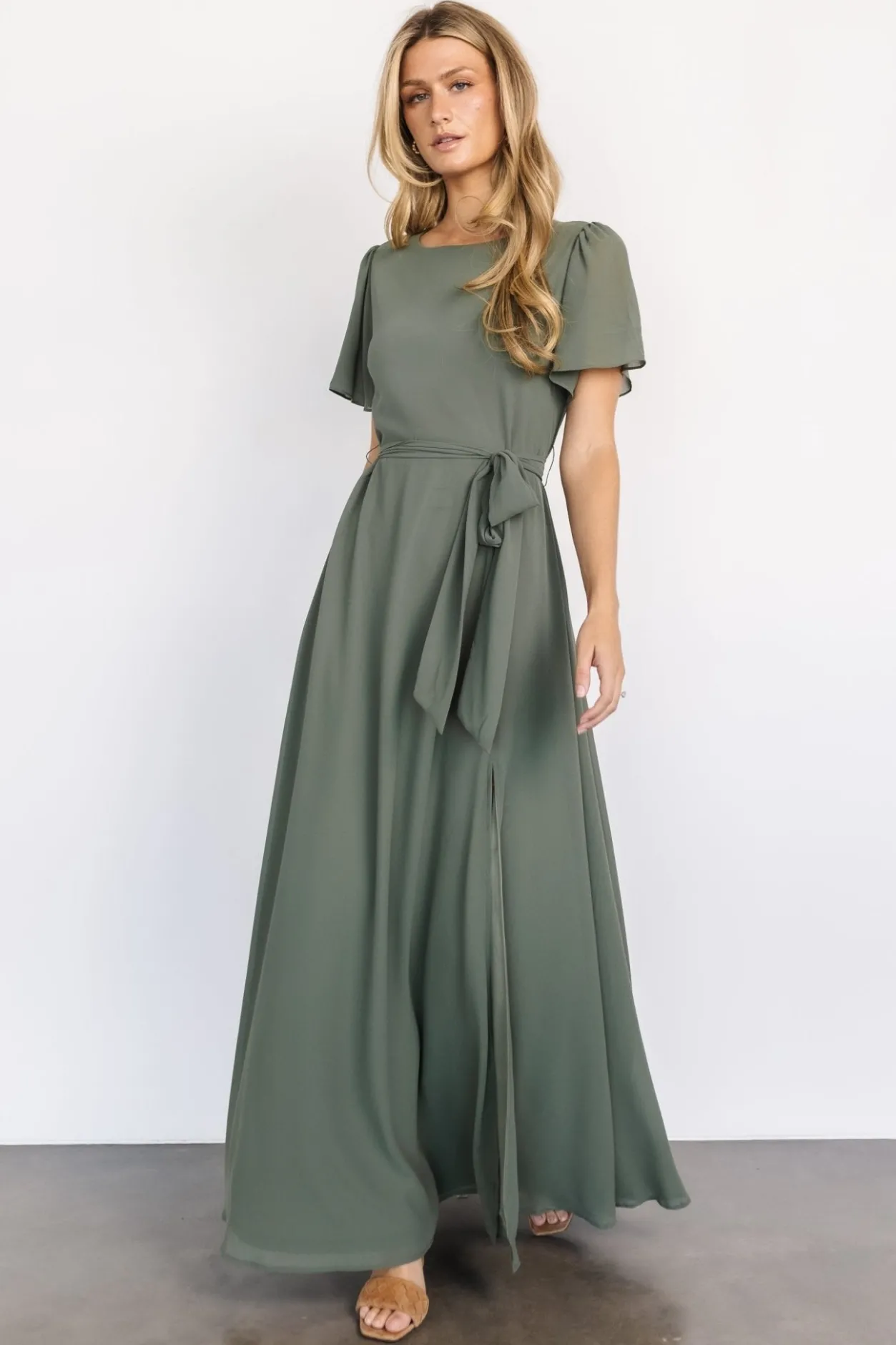 Sale Baltic Born Naomi Short Sleeve Maxi Dress | Dark Sage DarkSage