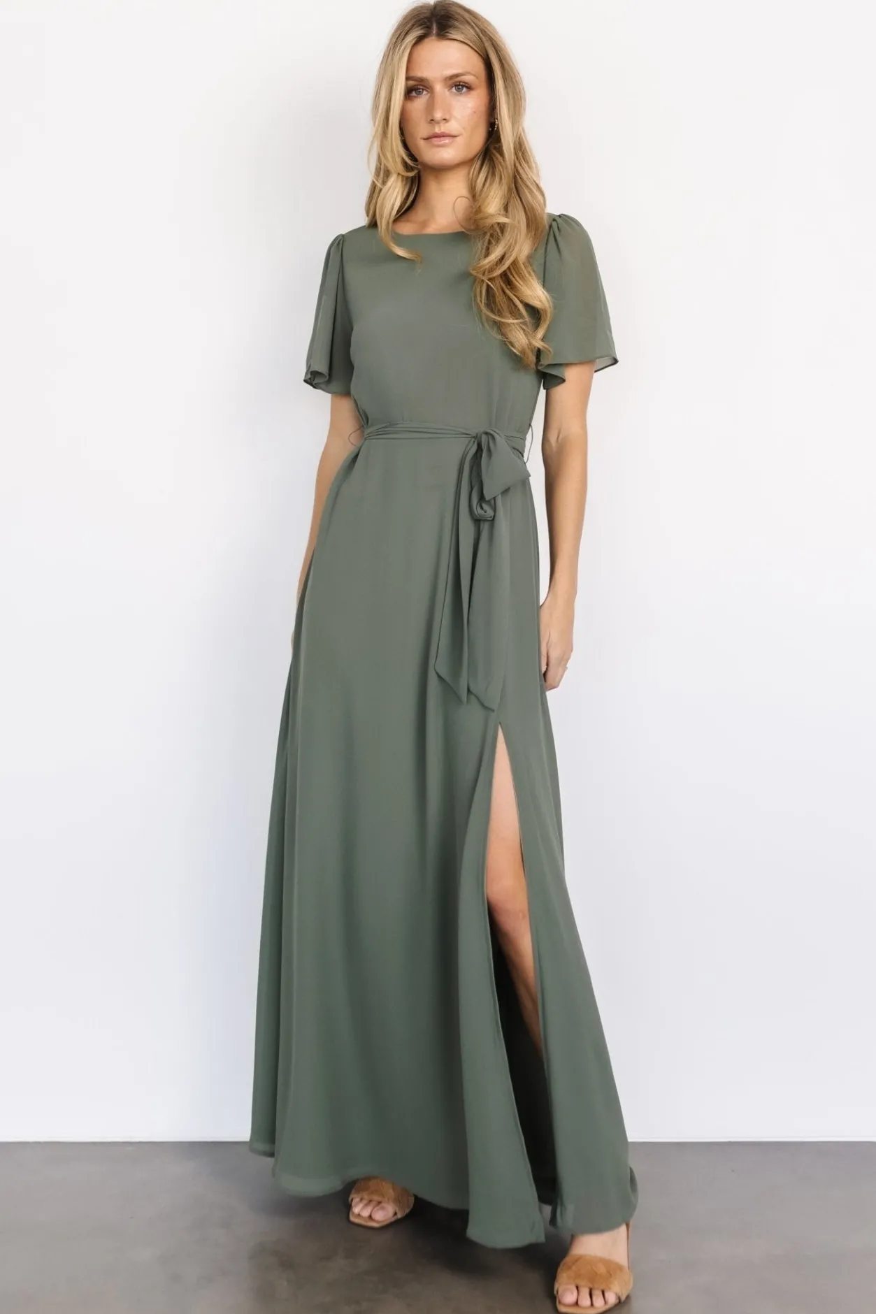 Sale Baltic Born Naomi Short Sleeve Maxi Dress | Dark Sage DarkSage
