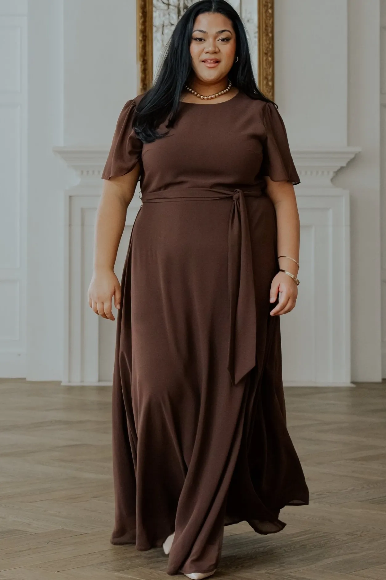 Clearance Baltic Born Naomi Short Sleeve Maxi Dress | Espresso