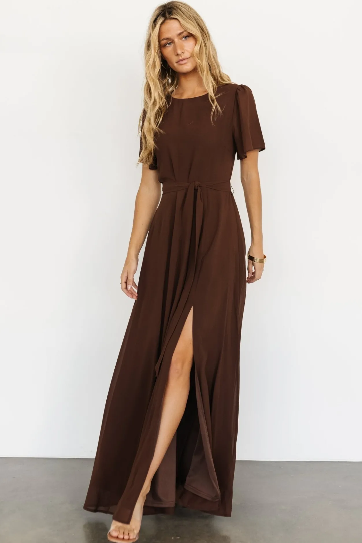 Clearance Baltic Born Naomi Short Sleeve Maxi Dress | Espresso