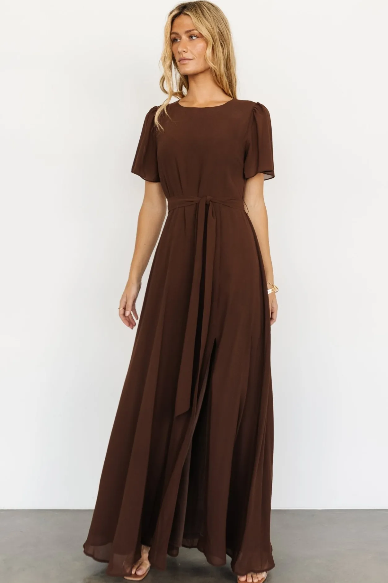Clearance Baltic Born Naomi Short Sleeve Maxi Dress | Espresso