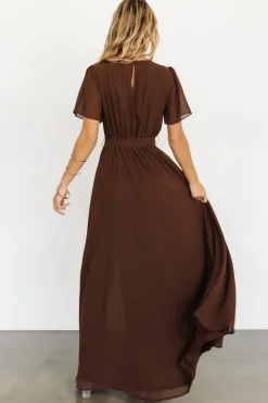 Clearance Baltic Born Naomi Short Sleeve Maxi Dress | Espresso