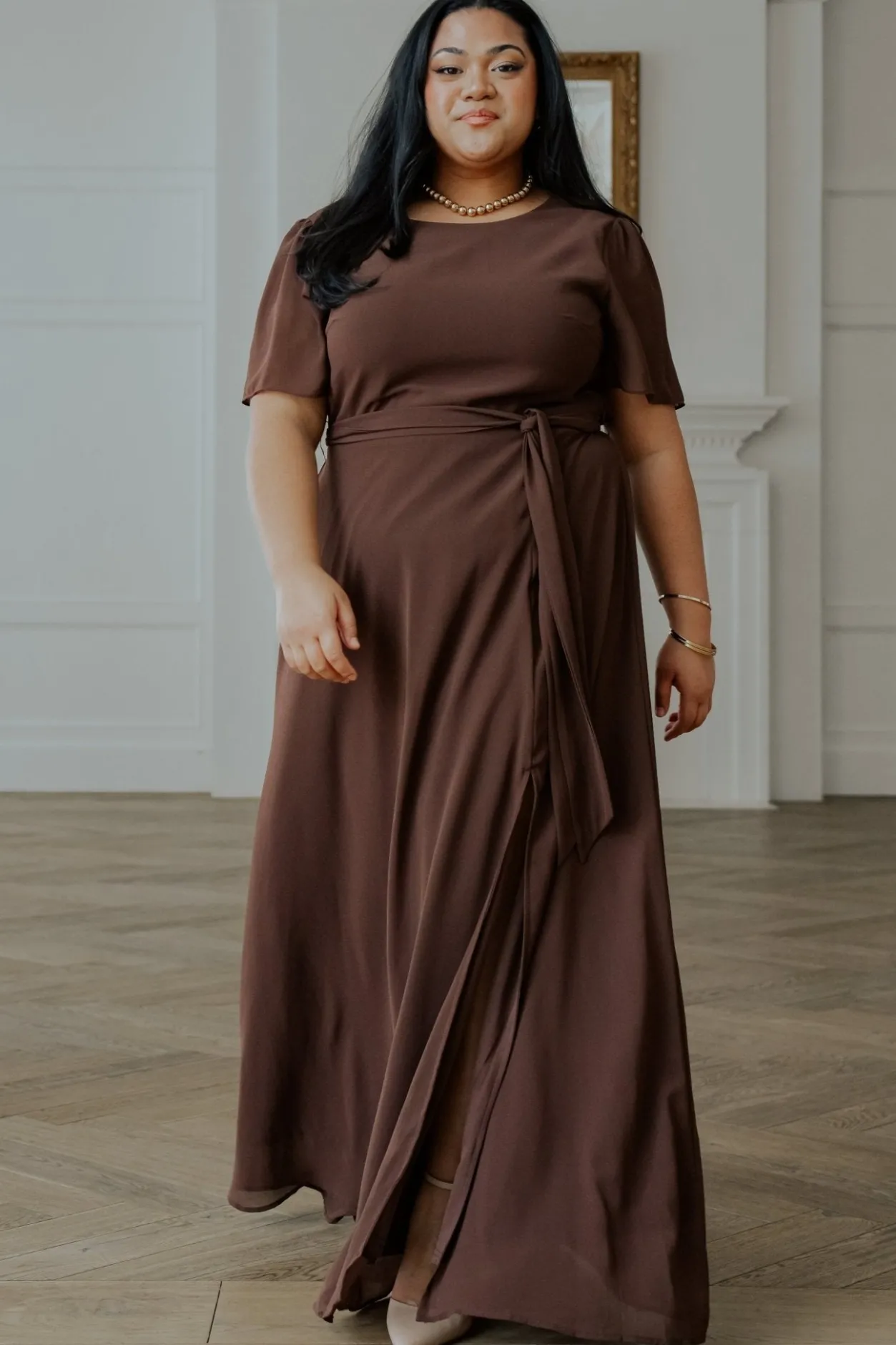 Clearance Baltic Born Naomi Short Sleeve Maxi Dress | Espresso