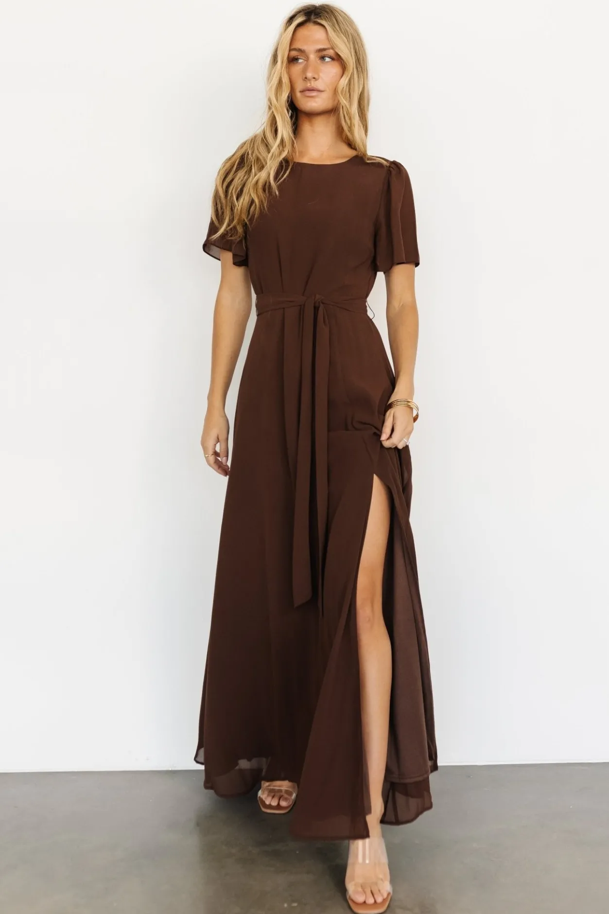 Clearance Baltic Born Naomi Short Sleeve Maxi Dress | Espresso