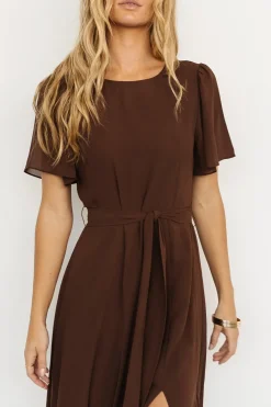 Clearance Baltic Born Naomi Short Sleeve Maxi Dress | Espresso