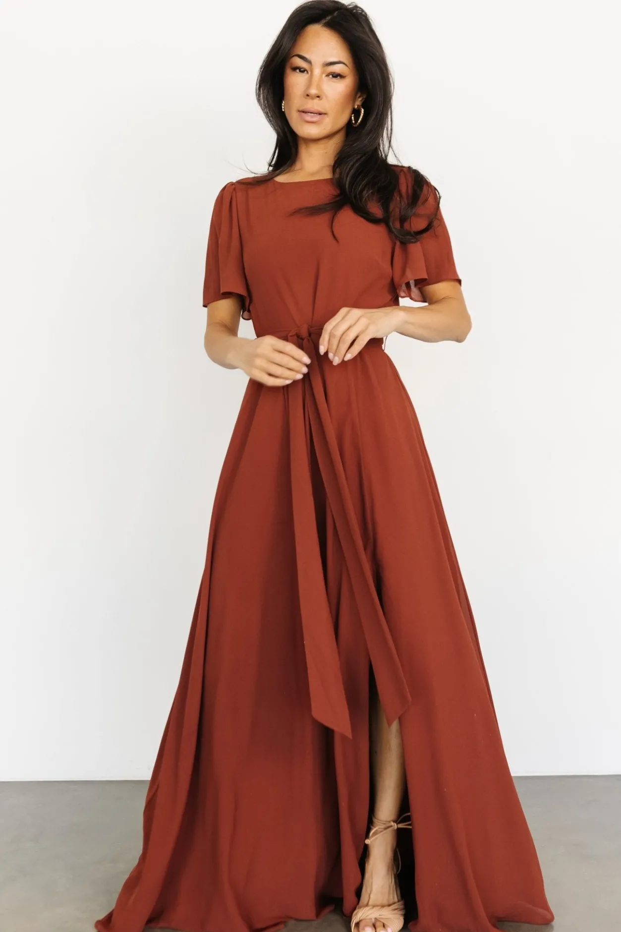 New Baltic Born Naomi Short Sleeve Maxi Dress | Cinnamon