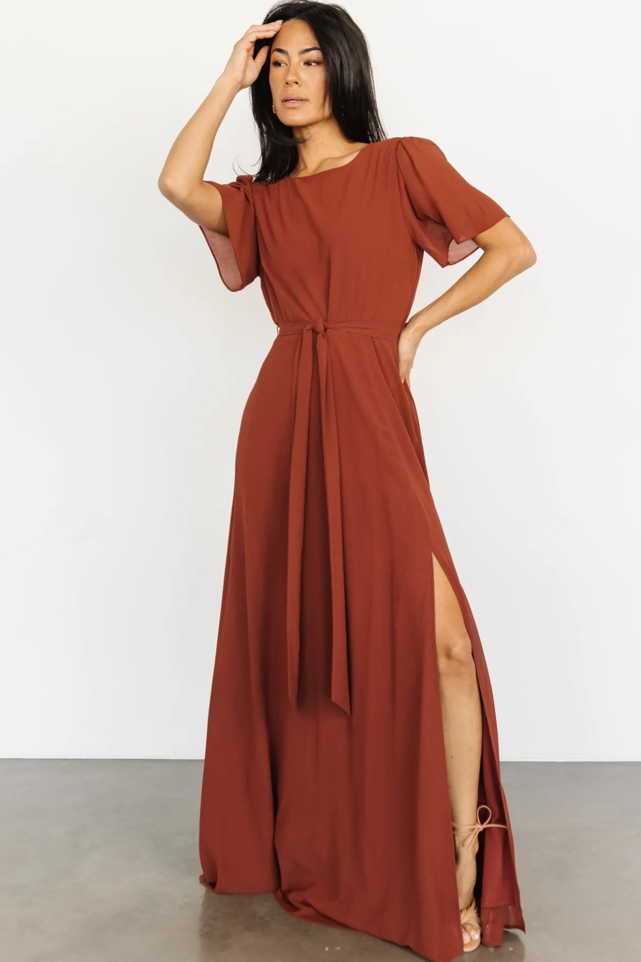 New Baltic Born Naomi Short Sleeve Maxi Dress | Cinnamon
