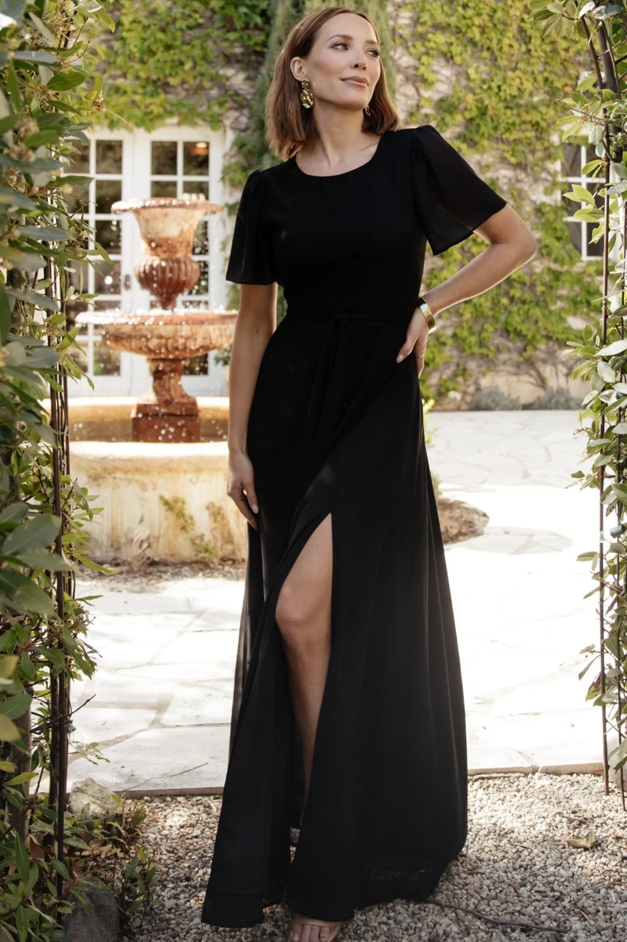 Discount Baltic Born Naomi Short Sleeve Maxi Dress | Black