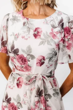 Online Baltic Born Naomi Short Sleeve Maxi Dress | Off White + Rose Floral OffWhite+RoseFloral