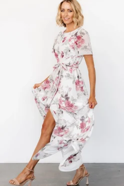 Online Baltic Born Naomi Short Sleeve Maxi Dress | Off White + Rose Floral OffWhite+RoseFloral