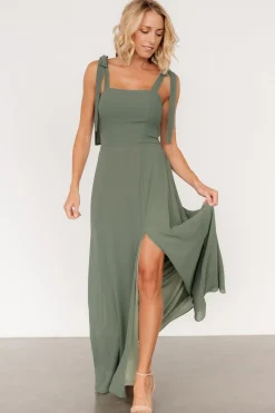 Discount Baltic Born Necia Tie Shoulder Maxi Dress | Dark Sage DarkSage