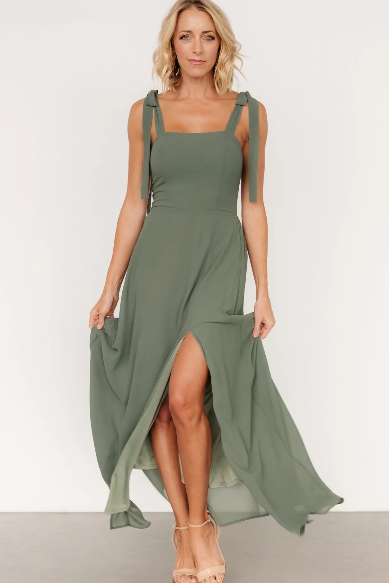 Discount Baltic Born Necia Tie Shoulder Maxi Dress | Dark Sage DarkSage