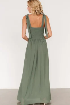 Discount Baltic Born Necia Tie Shoulder Maxi Dress | Dark Sage DarkSage