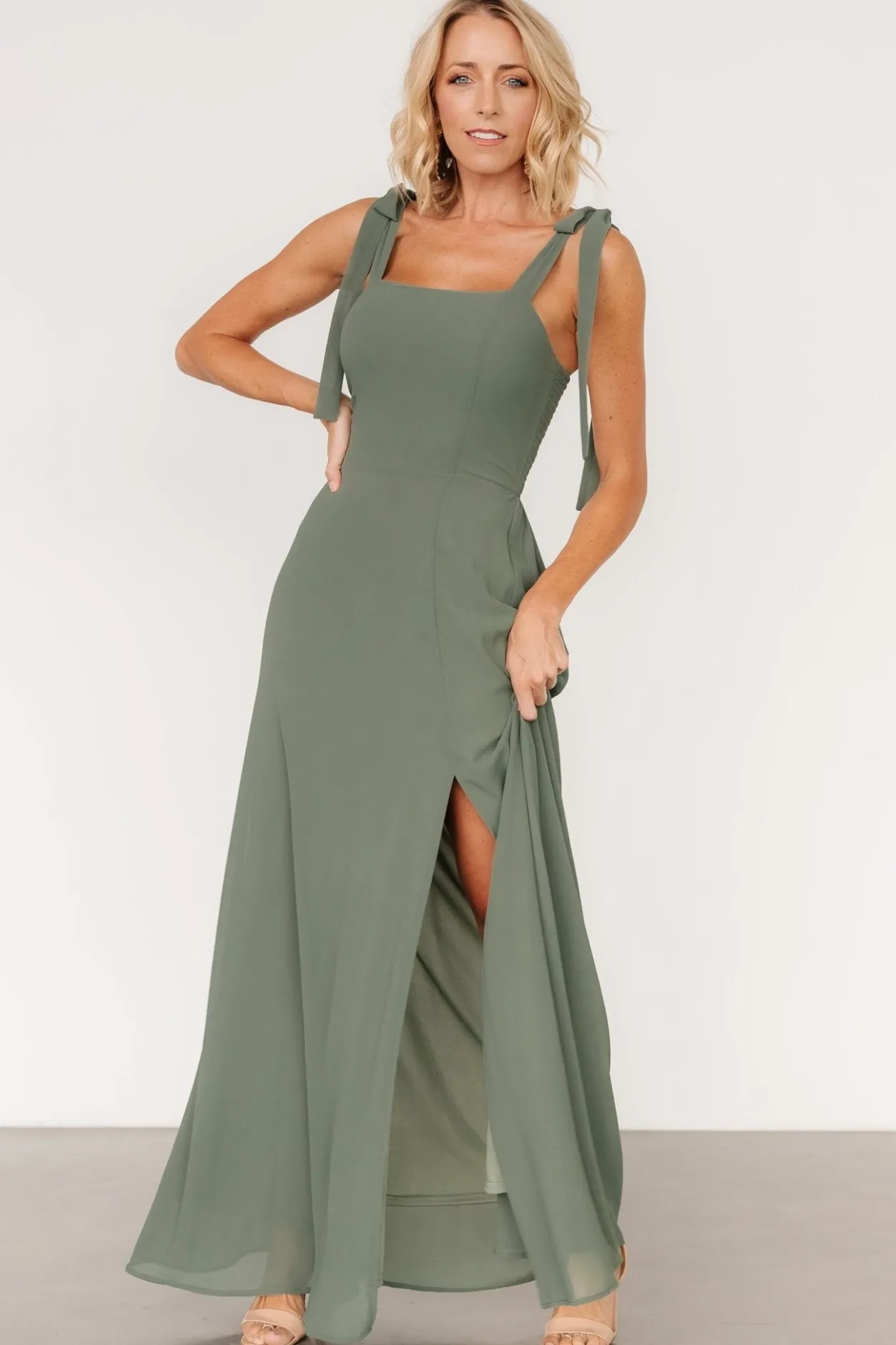 Discount Baltic Born Necia Tie Shoulder Maxi Dress | Dark Sage DarkSage