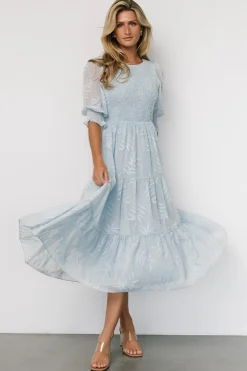 Discount Baltic Born Nellie Smocked Midi Dress | Light Blue LightBlue
