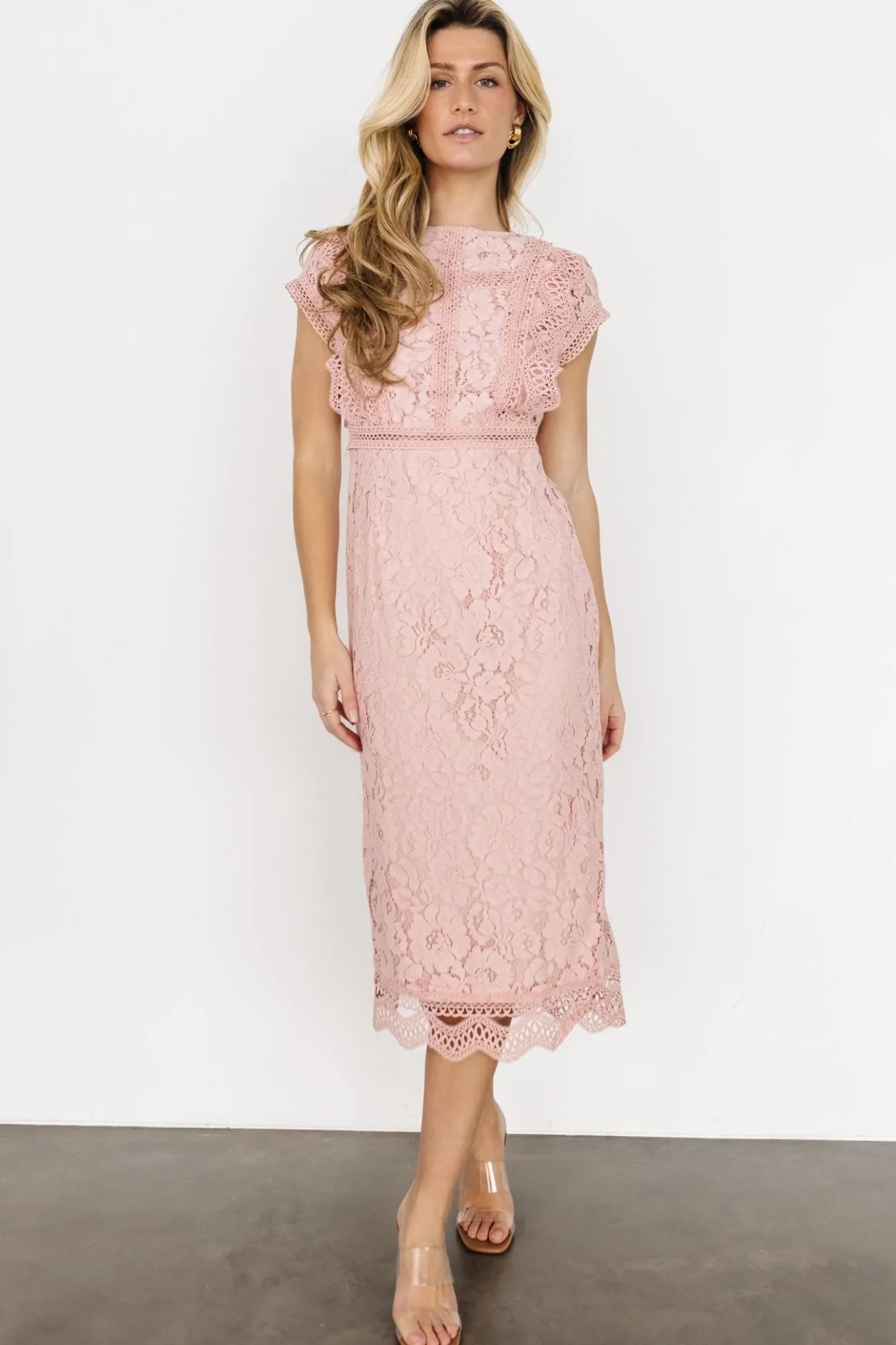 Discount Baltic Born Nessa Lace Midi Dress | Blush