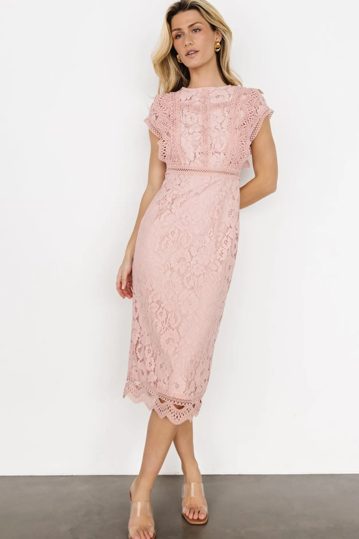 Discount Baltic Born Nessa Lace Midi Dress | Blush