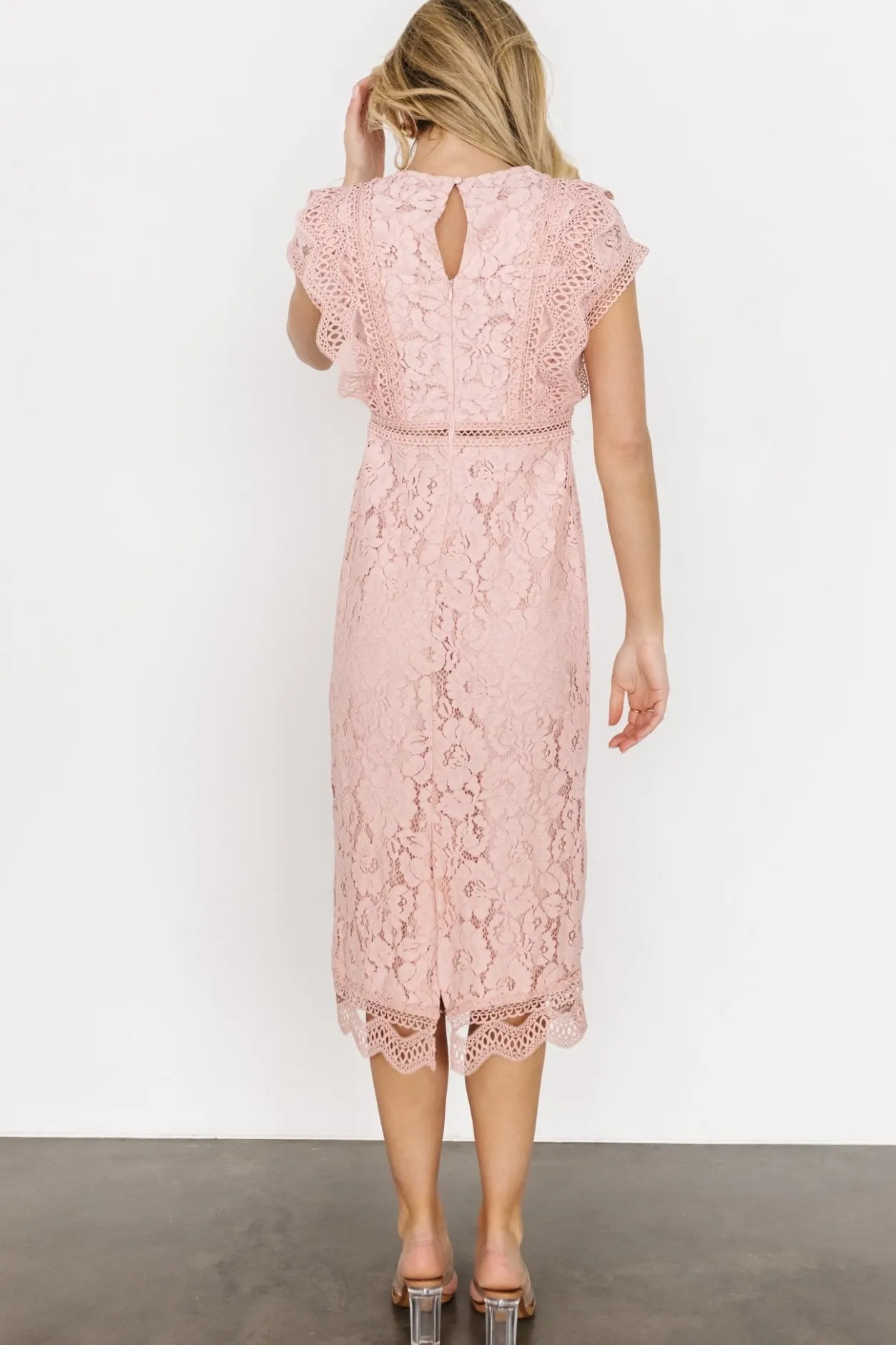 Discount Baltic Born Nessa Lace Midi Dress | Blush