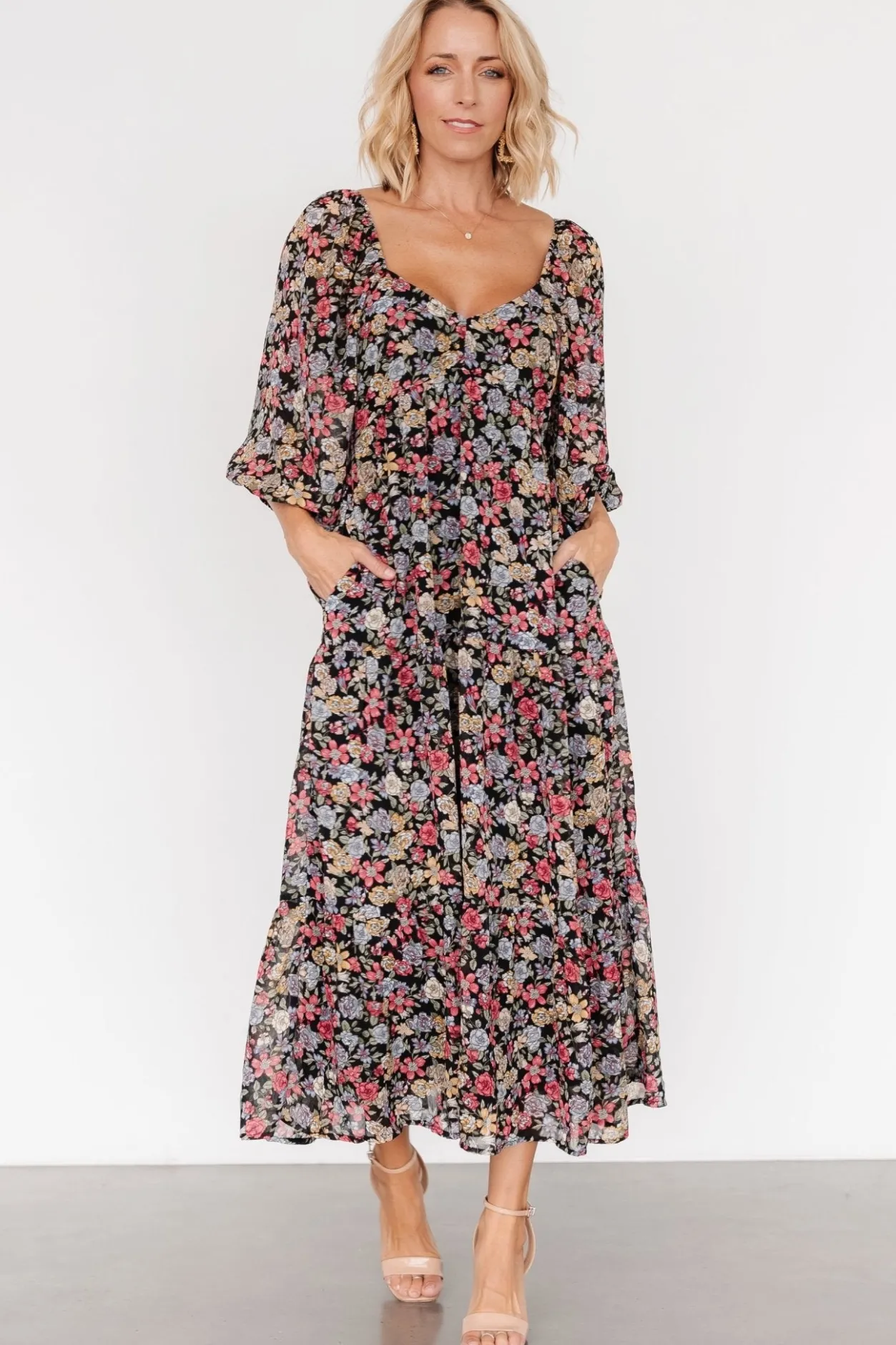 Discount Baltic Born Nevaeh Bubble Sleeve Dress | Multi Floral MultiFloral