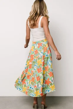 New Baltic Born Nika Tiered Skirt | Orange + Blue Floral Orange+BlueFloral